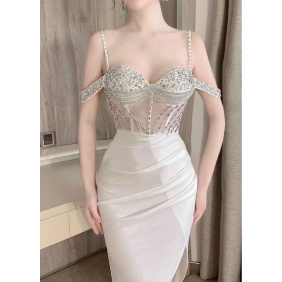 ĐẦM BODY RỚI VAI ĐÍNH ĐÁ