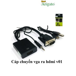 Cáp chuyển VGA ra HDMi & AV ( có âm thanh ) Full HD 1080p, không cần cài đặt