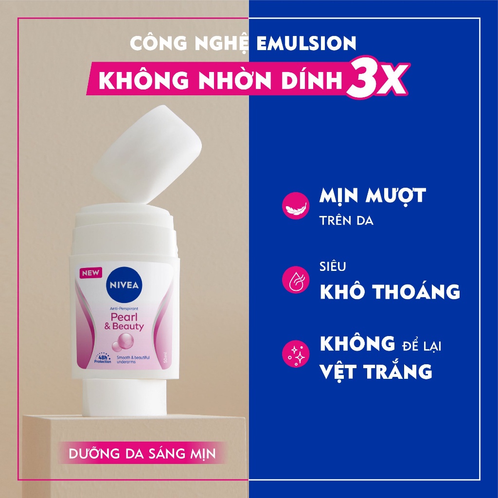 Sáp Ngăn Mùi NIVEA Pearl & Beauty Chiết Xuất Ngọc Trai (50 ml) - 84155