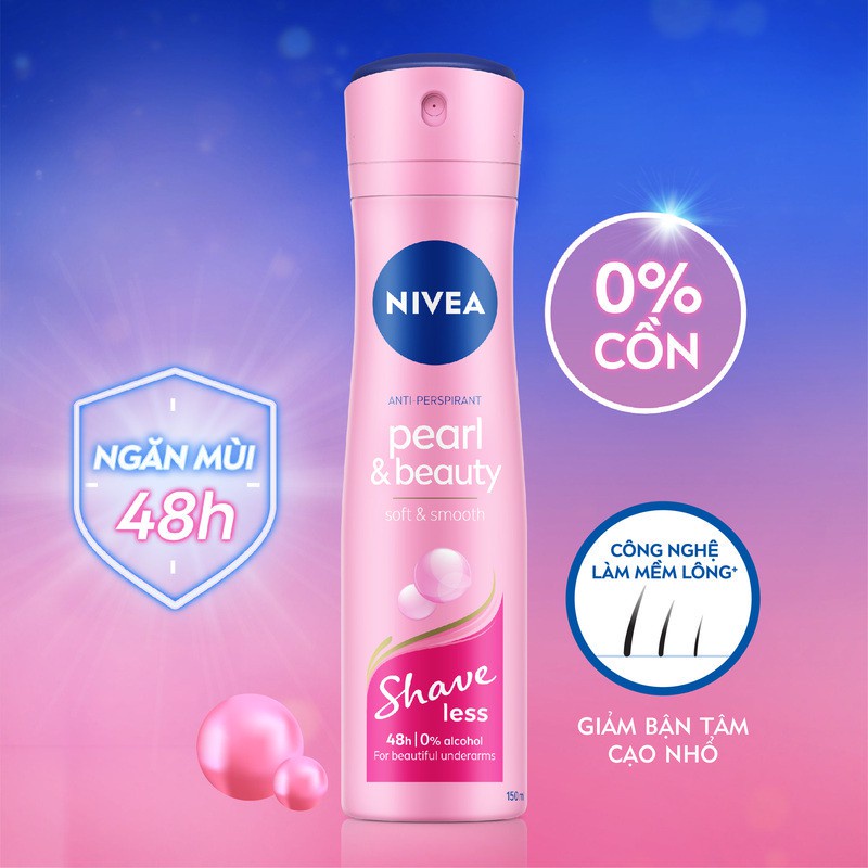 Xịt Ngăn Mùi NIVEA Pearl&Beauty Shaveless Ngọc Trai | Mịn Mượt Da (50 ml) - 85348