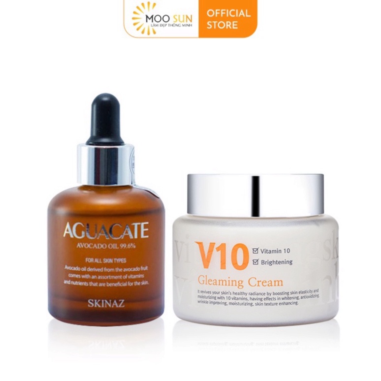 Kem v10 100ml + Serum Bơ Aguacate Oil 99,6% 30ml Skinaz Hàn Quốc Hàng Mới
