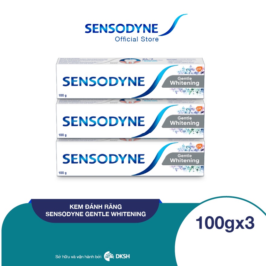 Bộ 3 Kem đánh răng SENSODYNE Gentle Whitening 100g giúp giảm ê buốt hiệu quả và làm trắng răng tự nhiên