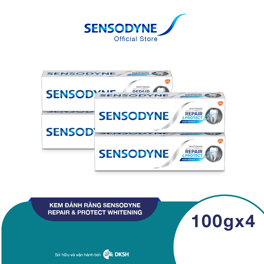 Bộ 4 Kem đánh răng SENSODYNE Repair & Protect Deep Repair Whitening 100g phục hồi, bảo vệ răng ê buốt và làm trắng răng