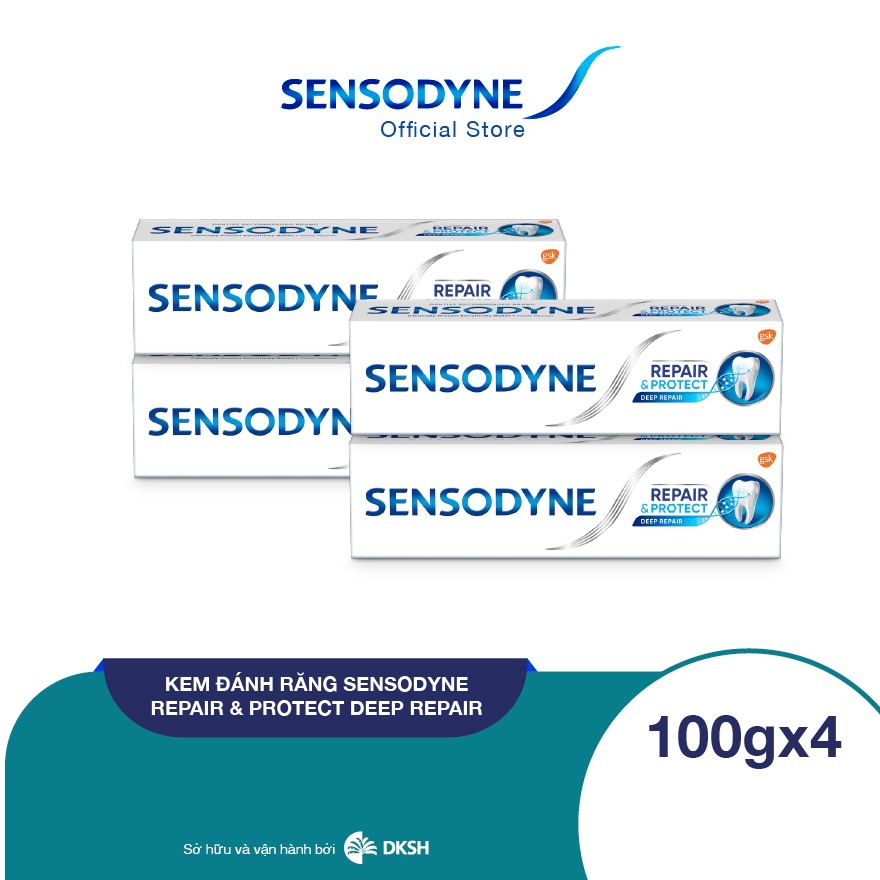 Bộ 4 Kem đánh răng SENSODYNE Repair & Protect Deep Repair 100g giúp phục hồi sâu và bảo vệ răng ê buốt