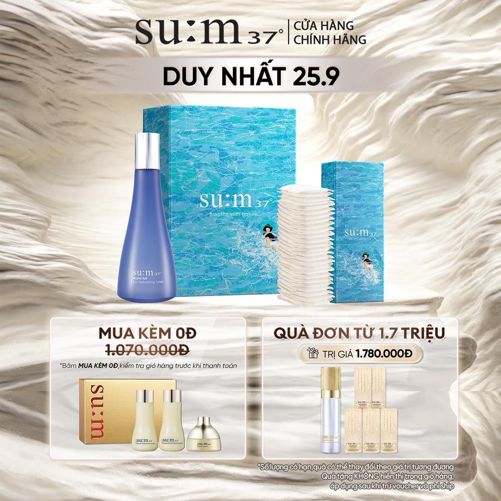 Bộ nước cân bằng cấp ẩm làm sáng da tăng độ đàn hồi Su:m37 Water-full Radiant Hydrating Glow Toner