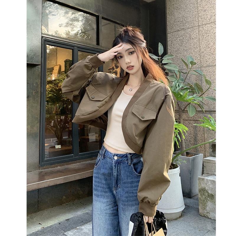 Áo Khoác Bóng Chày Dáng Ngắn Phong Cách retro Mỹ Thời Trang Mùa Thu Cao Cấp Dành Cho Nữ