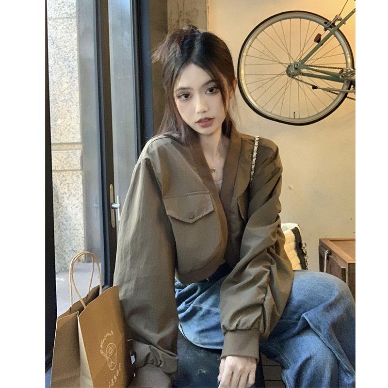 Áo Khoác Bóng Chày Dáng Ngắn Phong Cách retro Mỹ Thời Trang Mùa Thu Cao Cấp Dành Cho Nữ