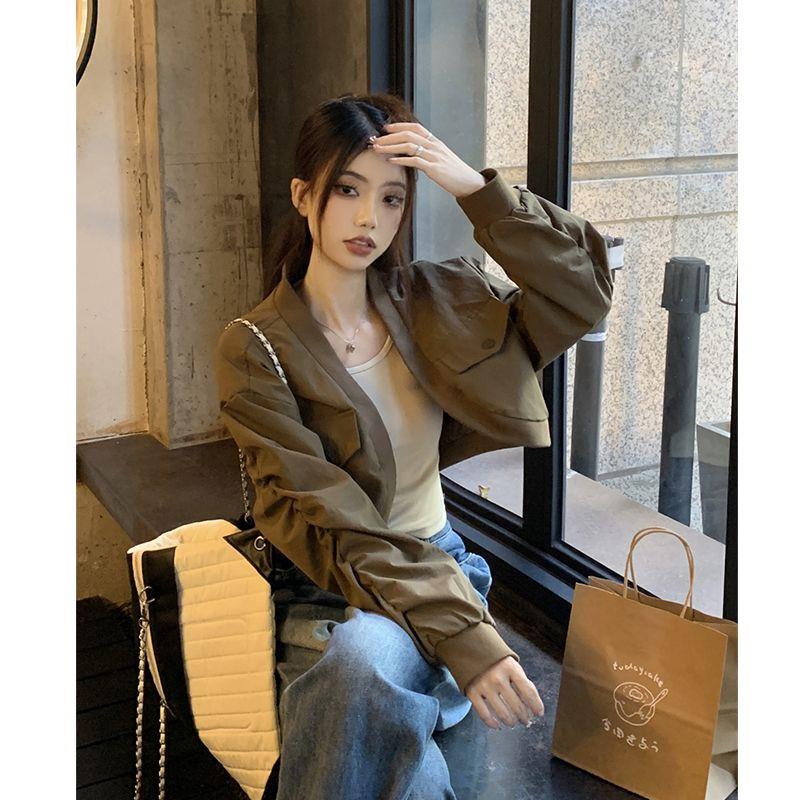 Áo Khoác Bóng Chày Dáng Ngắn Phong Cách retro Mỹ Thời Trang Mùa Thu Cao Cấp Dành Cho Nữ