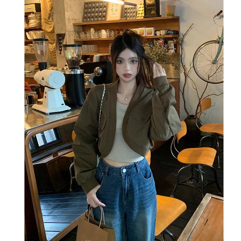 Áo Khoác Bóng Chày Dáng Ngắn Phong Cách retro Mỹ Thời Trang Mùa Thu Cao Cấp Dành Cho Nữ