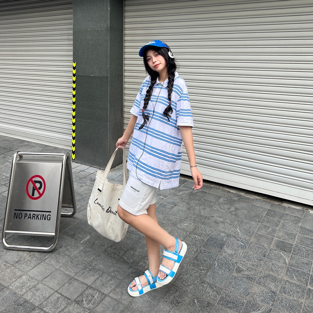 Giày Sandals Nữ Shondo Floral Trắng Xanh Dương FLR0034