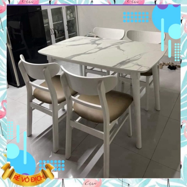 Bộ bàn ăn giả đá 4 ghế mango, bàn ăn nhà dân siêu bền - nhãn hiệu Ngọc Mai Furniture - NGỌC MAI FURNITURE | BigBuy360 - bigbuy360.vn