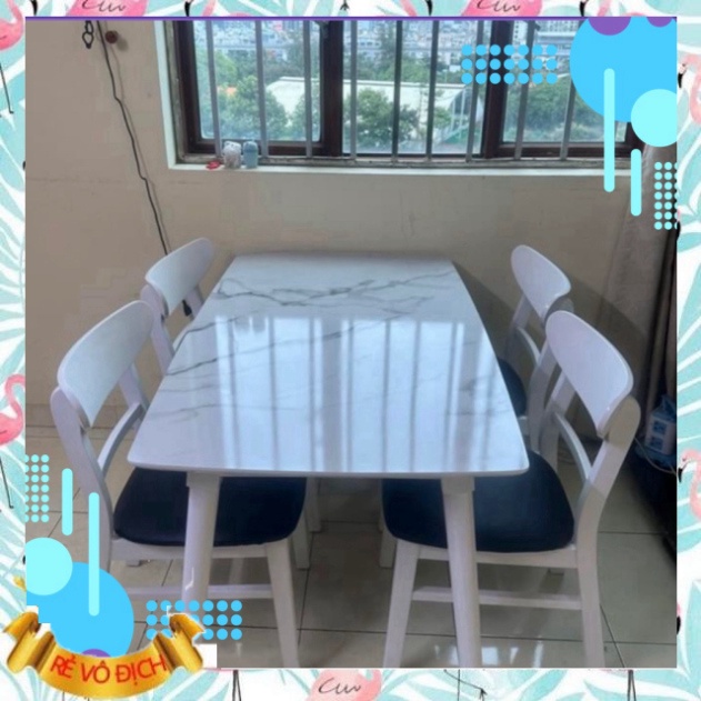 Bộ bàn ăn giả đá 4 ghế mango, bàn ăn nhà dân siêu bền - nhãn hiệu Ngọc Mai Furniture - NGỌC MAI FURNITURE | BigBuy360 - bigbuy360.vn