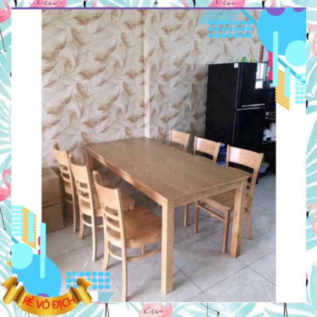 Bàn Ăn Cơm 6 ghế full gỗ cau su ngẫu nhiên - bh 12 THÁNG - nhãn hiệu Ngọc Mai Furniture - NGỌC MAI FURNITURE