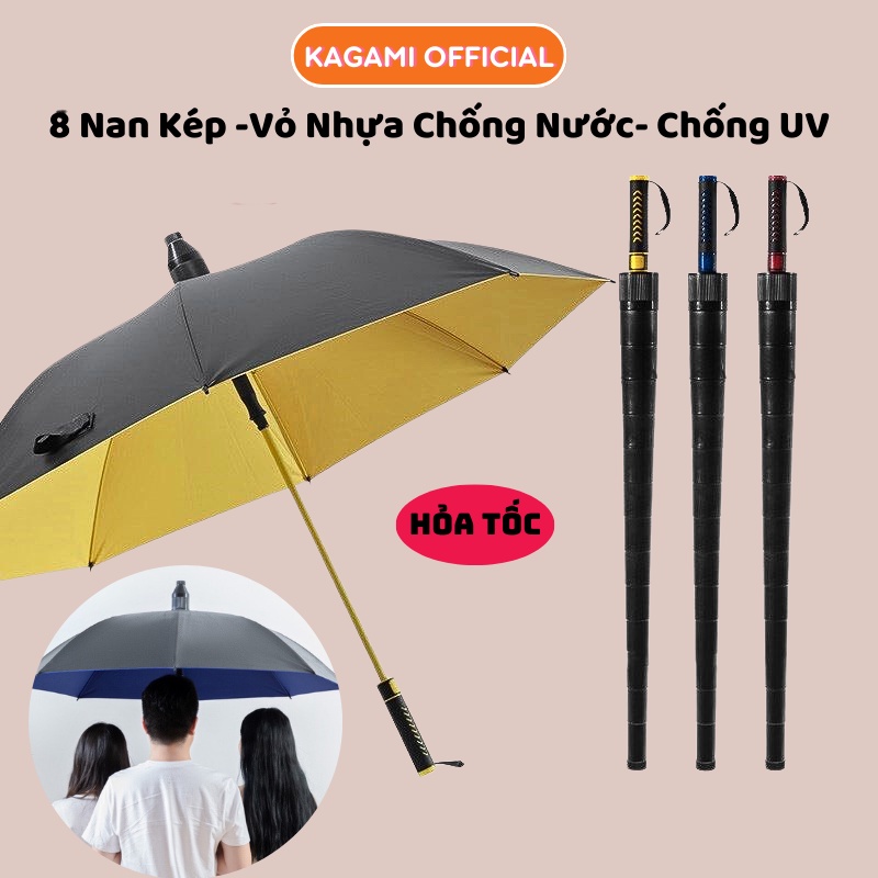 Ô Che Mưa Kagami 16 Nan Chắc Chắn Dù Chống Tia Uv Vải Dày Dặn Kèm Vỏ Nhựa Chống Nước