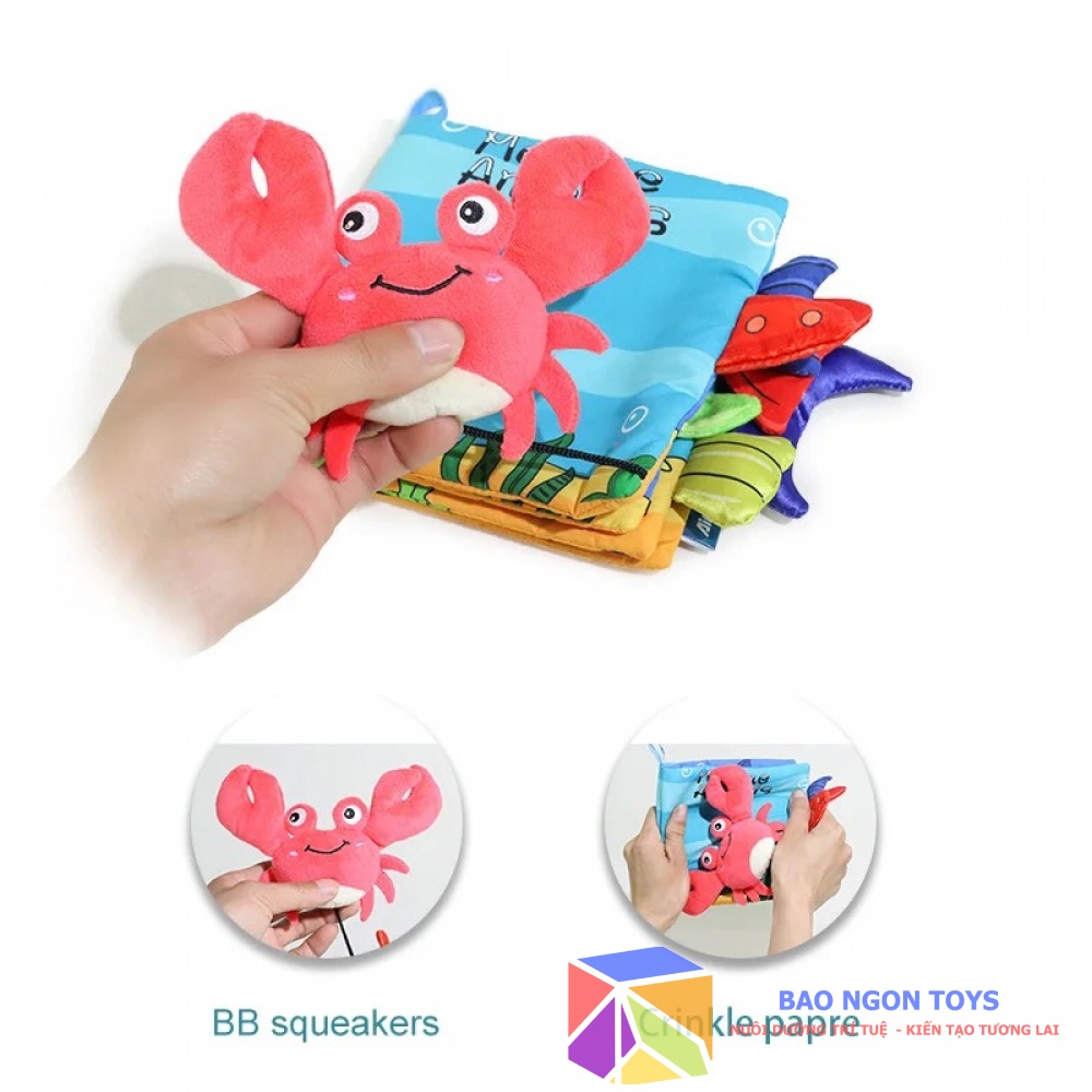 Đồ chơi kỹ năng sách vải động vật dễ thương cho bé sơ sinh giúp Phát Triển Thị Giác,Ngôn Ngữ, Kỹ Năng BAO NGON TOYS SV83