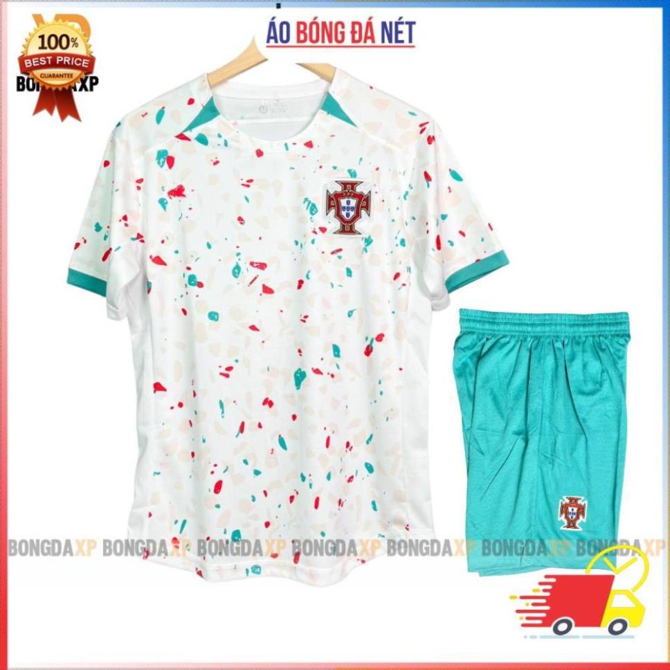 Quần áo bóng đá, đồ đá banh Bồ Đào Nha Trắng 2023 Vải Mè kim T