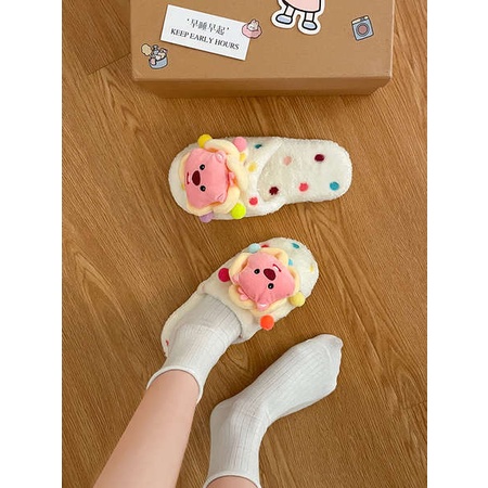 Dép cotton Bít Mũi Phối Lông Thời Trang 2023