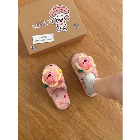 Dép cotton Bít Mũi Phối Lông Thời Trang 2023