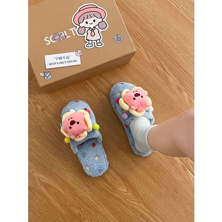 Dép cotton Bít Mũi Phối Lông Thời Trang 2023