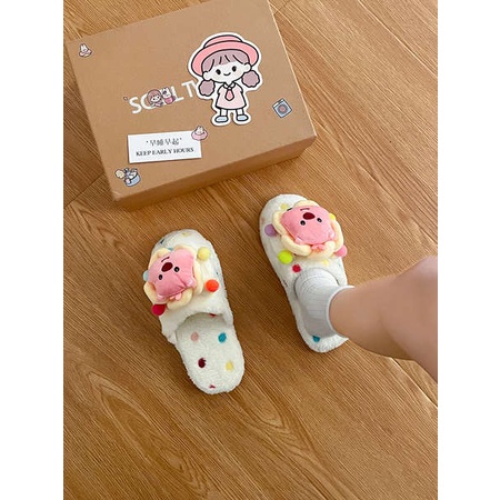 Dép cotton Bít Mũi Phối Lông Thời Trang 2023