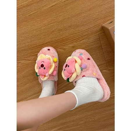 Dép cotton Bít Mũi Phối Lông Thời Trang 2023