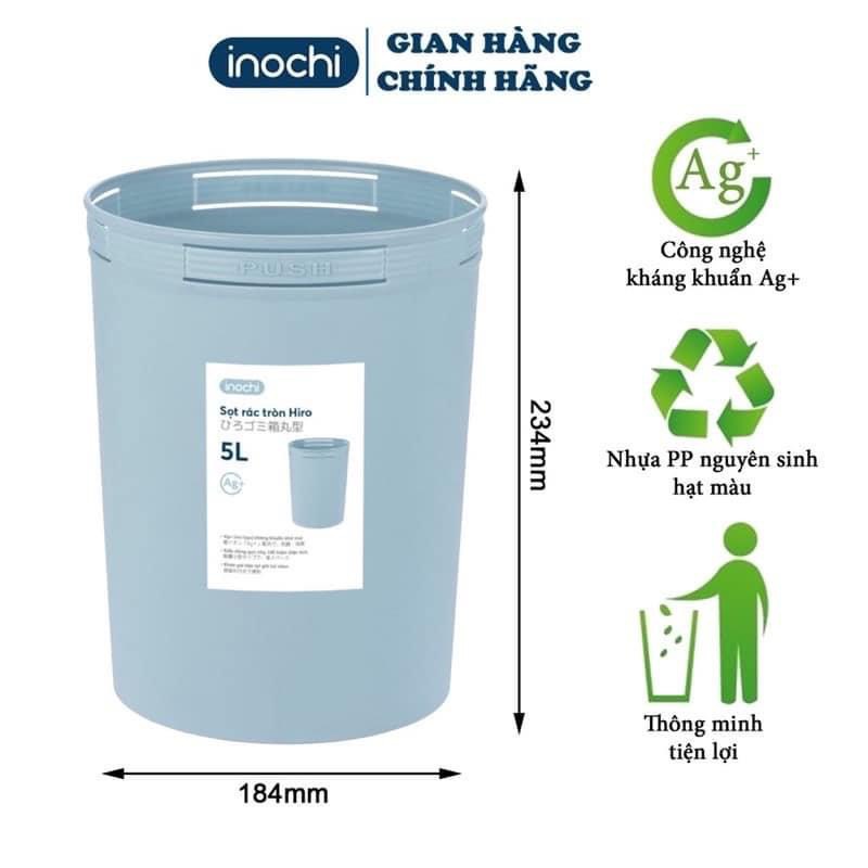 Sọt rác tròn 5L-10L-15L thùng đựng rác nhựa mini văn phòng Inochi