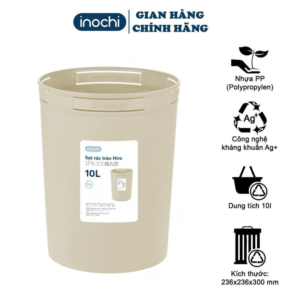 Sọt rác tròn 5L-10L-15L thùng đựng rác nhựa mini văn phòng Inochi