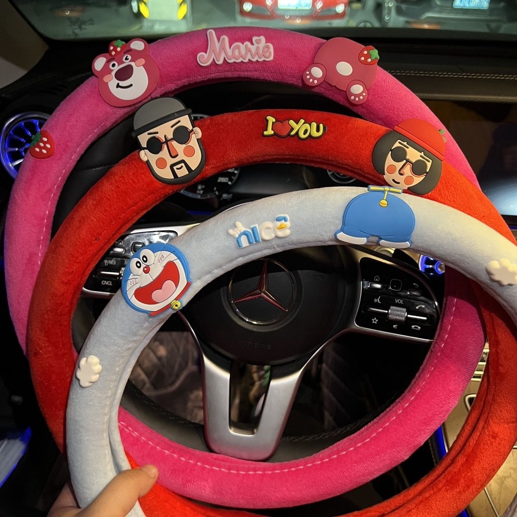 Vỏ Bọc Vô Lăng Xe Hơi Thu Đông 2023 Bằng Vải Bông Ngắn Ấm Áp Dễ Thương Cho Nữ
