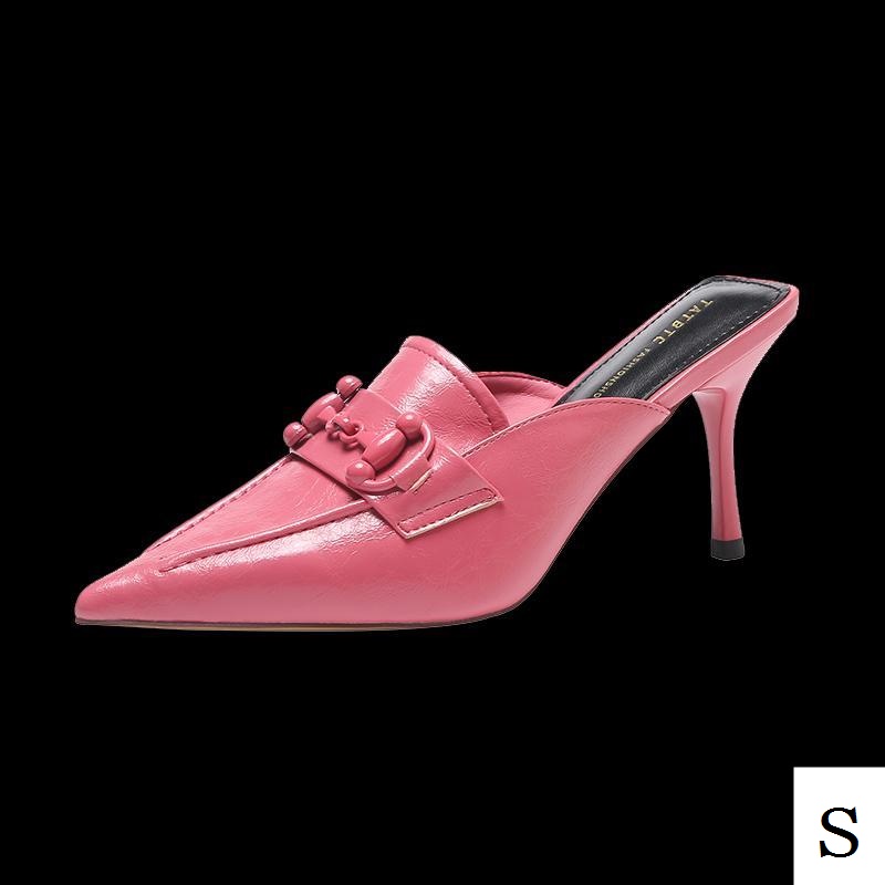 Dép Cao Gót Da Mềm Mũi Nhọn Thời Trang Xuân Hè 2023 Đen