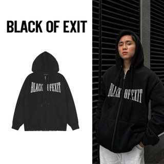 Áo Hoodie Zip Gothic EXITBrand BLACK OF EXIT Gothic Khoác Nỉ Mũ Kéo Khóa Basic Nỉ Bông Cotton Unisex nam nữ Local Brand