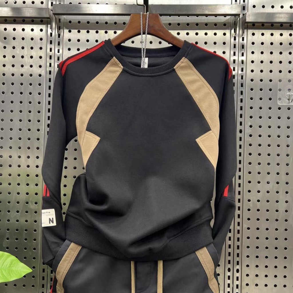 Mới Áo Nỉ Tròng Đầu Cổ Tròn Phối Màu Tương Phản Thời Trang Cho Nam