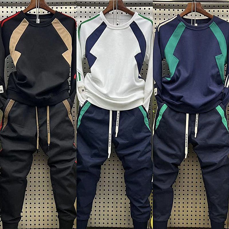 Mới Áo Nỉ Tròng Đầu Cổ Tròn Phối Màu Tương Phản Thời Trang Cho Nam