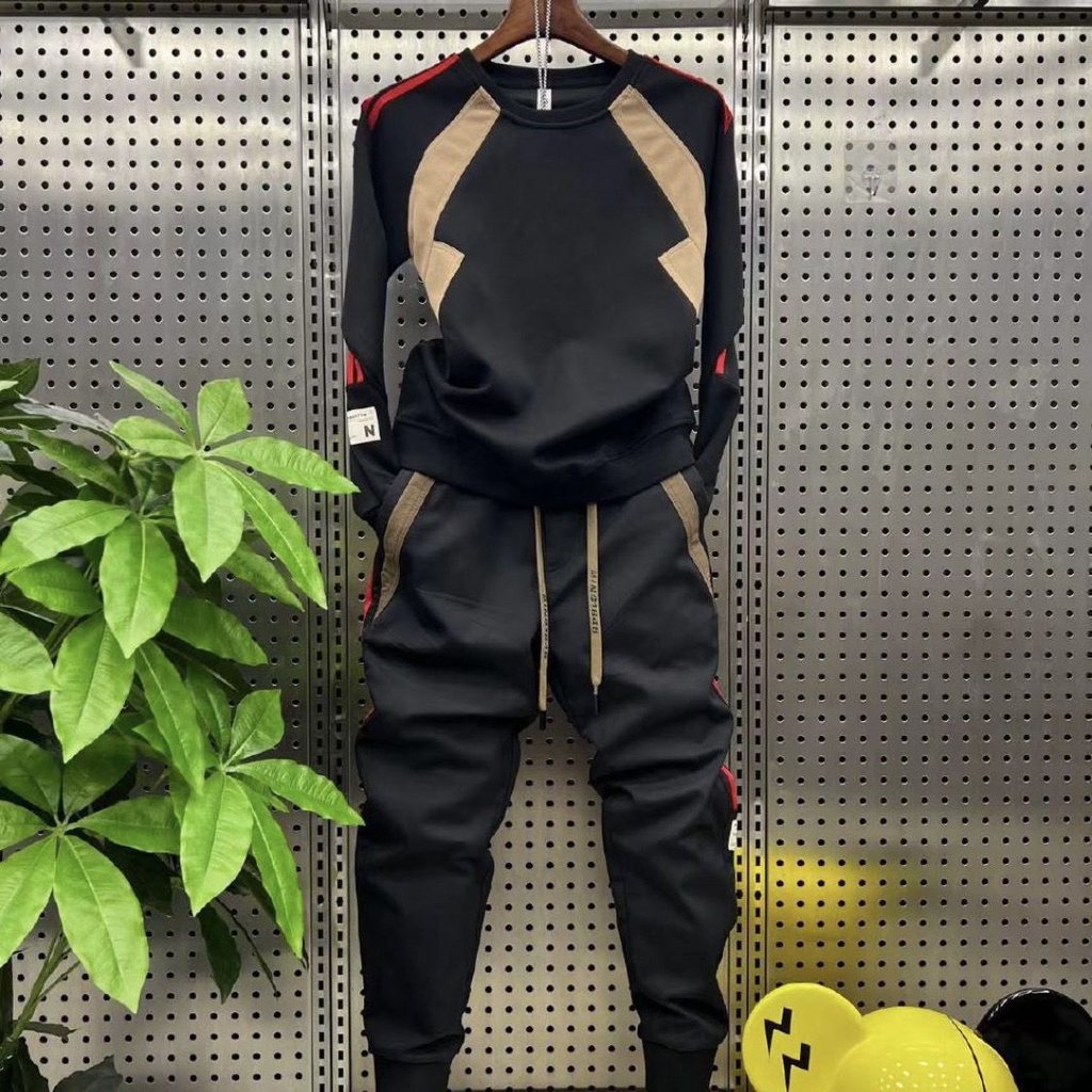 Mới Áo Nỉ Tròng Đầu Cổ Tròn Phối Màu Tương Phản Thời Trang Cho Nam