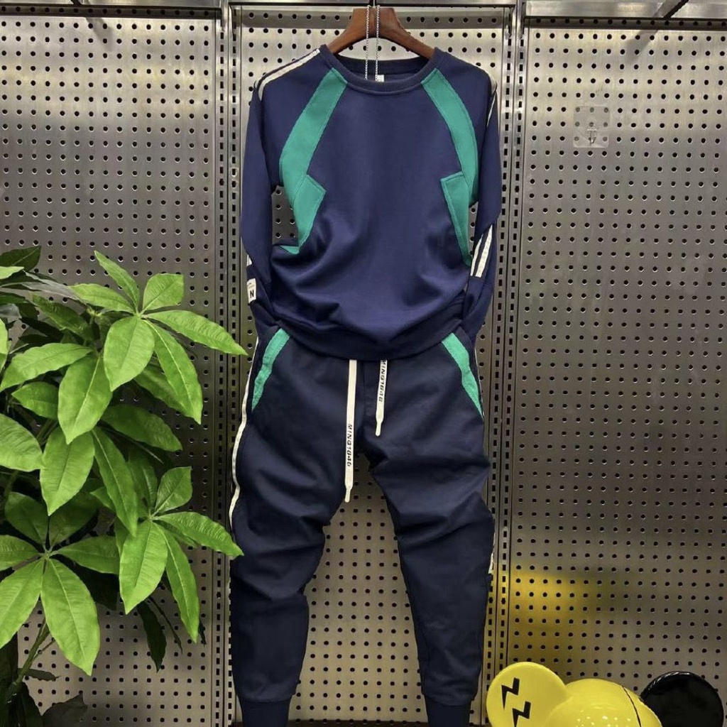 Mới Áo Nỉ Tròng Đầu Cổ Tròn Phối Màu Tương Phản Thời Trang Cho Nam