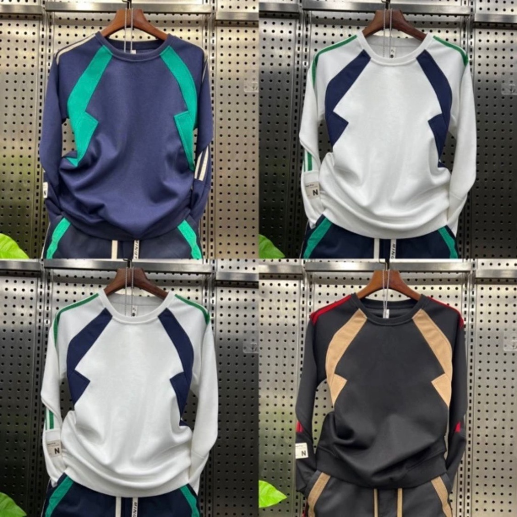 Mới Áo Nỉ Tròng Đầu Cổ Tròn Phối Màu Tương Phản Thời Trang Cho Nam