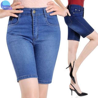 Quần Jean Đùi Ngố Nữ LIQUITY Quần Jean Nữ  Ngắn Chất Bò Co Giãn Lưng Cao