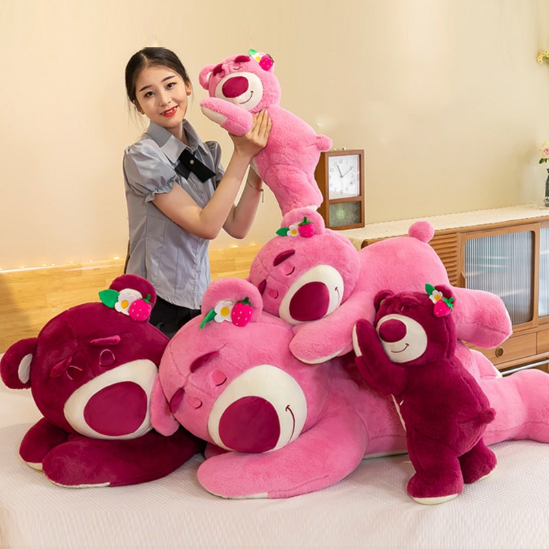 Flyingbear Thú Nhồi Bông Hình Gấu Dâu Tây Đang Nằm Dễ Thương Trang Trí Nhà Cửa