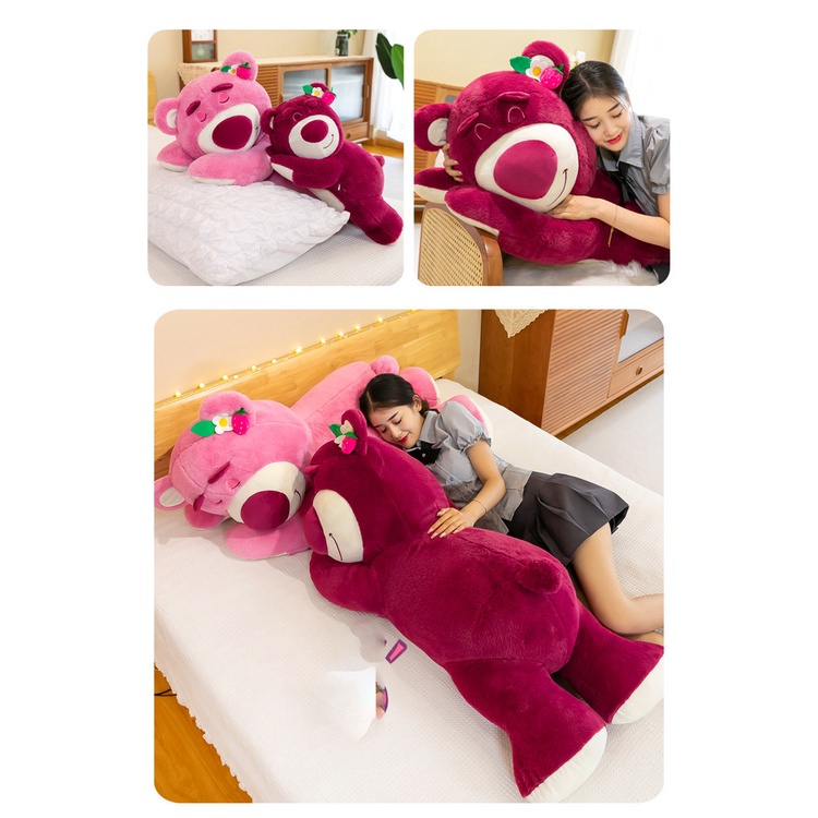Flyingbear Thú Nhồi Bông Hình Gấu Dâu Tây Đang Nằm Dễ Thương Trang Trí Nhà Cửa