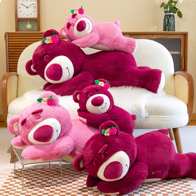 Flyingbear Thú Nhồi Bông Hình Gấu Dâu Tây Đang Nằm Dễ Thương Trang Trí Nhà Cửa