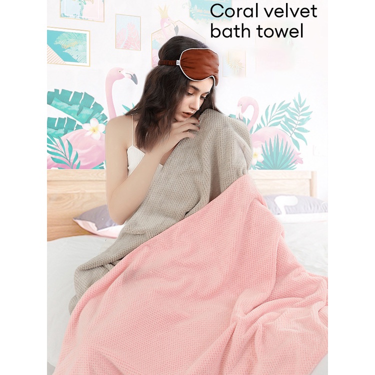 Flyingbear Khăn Tắm Vải Lông Cừu San Hô Dày Mềm Mại Thấm Hút Tốt