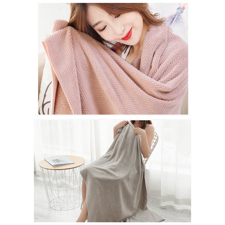 Flyingbear Khăn Tắm Vải Lông Cừu San Hô Dày Mềm Mại Thấm Hút Tốt