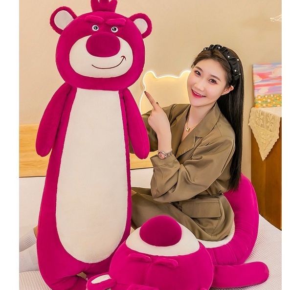 Flyingbear Mới Gối Ôm Dài Hình Gấu Dâu Tây Bằng Nhung Dễ Thương Xinh Xắn