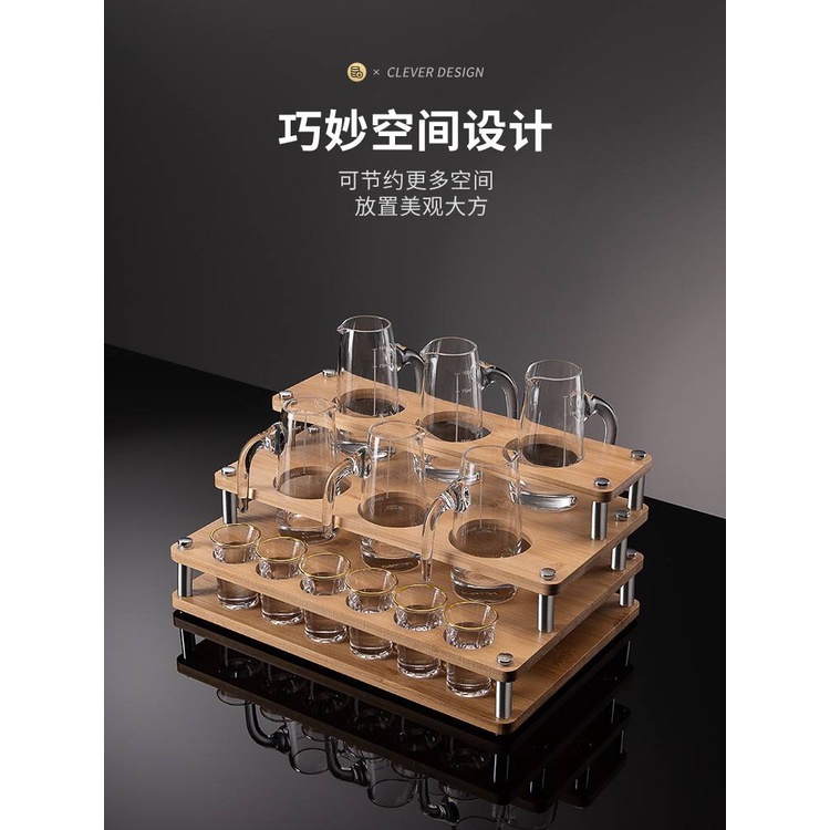 Giá Đỡ Trưng Bày Ly Rượu Bằng Gỗ Tre Đục Lỗ Đặc Biệt 2378