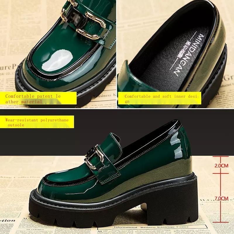 Giày Lười Da Đế Dày 10cm Phong Cách hong kong Cho Nữ