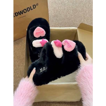 Dép cotton Phối Lông Thời Trang Mùa Thu Mới 2023 Cho Nữ