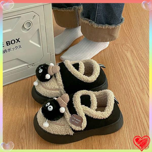 Giày Bánh Mì cotton cotton Phối Nhung Dày Chống Trượt Thời Trang Mùa Đông 2023 Cho Nữ 2023