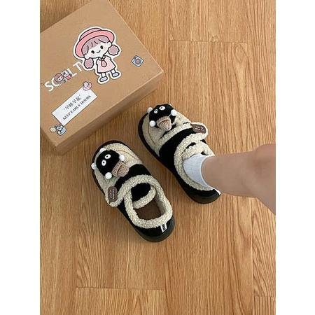 Giày Bánh Mì cotton cotton Phối Nhung Dày Chống Trượt Thời Trang Mùa Đông 2023 Cho Nữ 2023