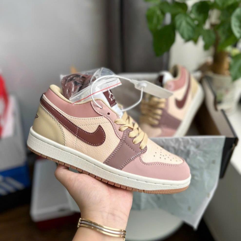 Giày Jordan 1 low hồng trà sữa chất đẹp hàng cao cấp  full box + bill size 36-39