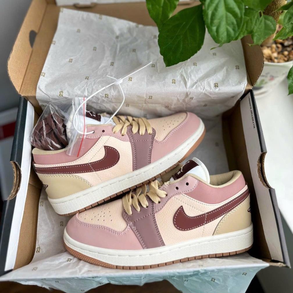 Giày Jordan 1 low hồng trà sữa chất đẹp hàng cao cấp  full box + bill size 36-39