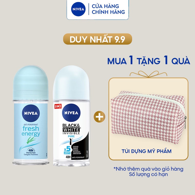 Bộ Đôi Lăn Ngăn Mùi NIVEA Khô Thoáng & Ngăn Vệt Ố Vàng 48H (50 ml)